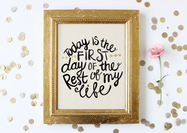 Today Is The First Day Typography Inspirational Quote Art Print 8 x 10 or 11 x 14 Poster image 1