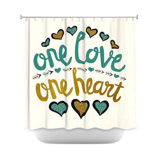 Teal and Gold Shower Curtain Etsy