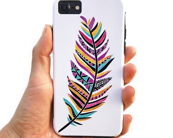 Watercolor Aztec Feather Phone Case for iPhone Xs Max, Xr, Xs/X, 11, 8, Samsung Galaxy S8, S8+, S9, S9+, S10