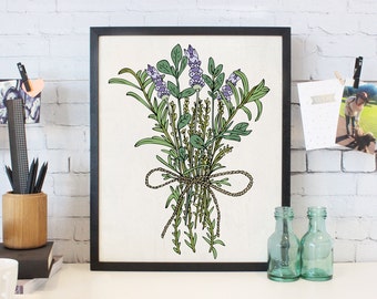 Poster Print in 8x10 or 11x14 - Herbal Bunch Of Love - For Your Home Decor