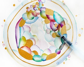 Original Custom IVF Embryo Watercolor in 5x7 or 9x12 Watercolor Paper