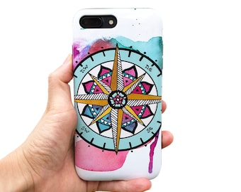 Floral Compass Phone Case for iPhone Xs Max, Xr, Xs/X, 11, 8, Samsung Galaxy S8, S8+, S9, S9+, S10