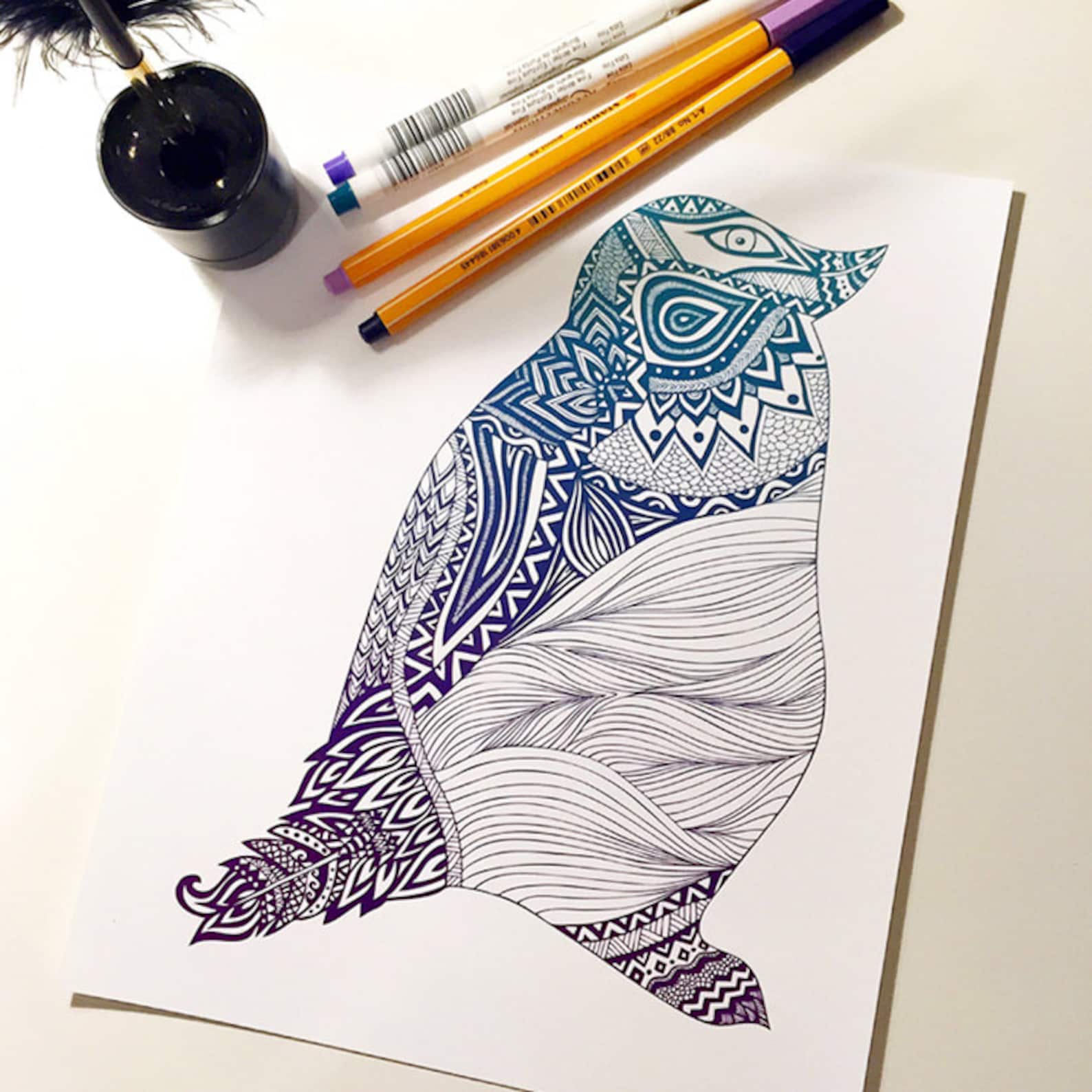 Whimsical Animal Wall Art Set of 2 Prints Penguin and Pug Etsy