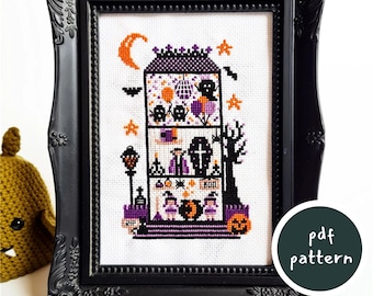 Haunted House Cross Stitch Pattern: Spooky Characters (PDF Pattern)