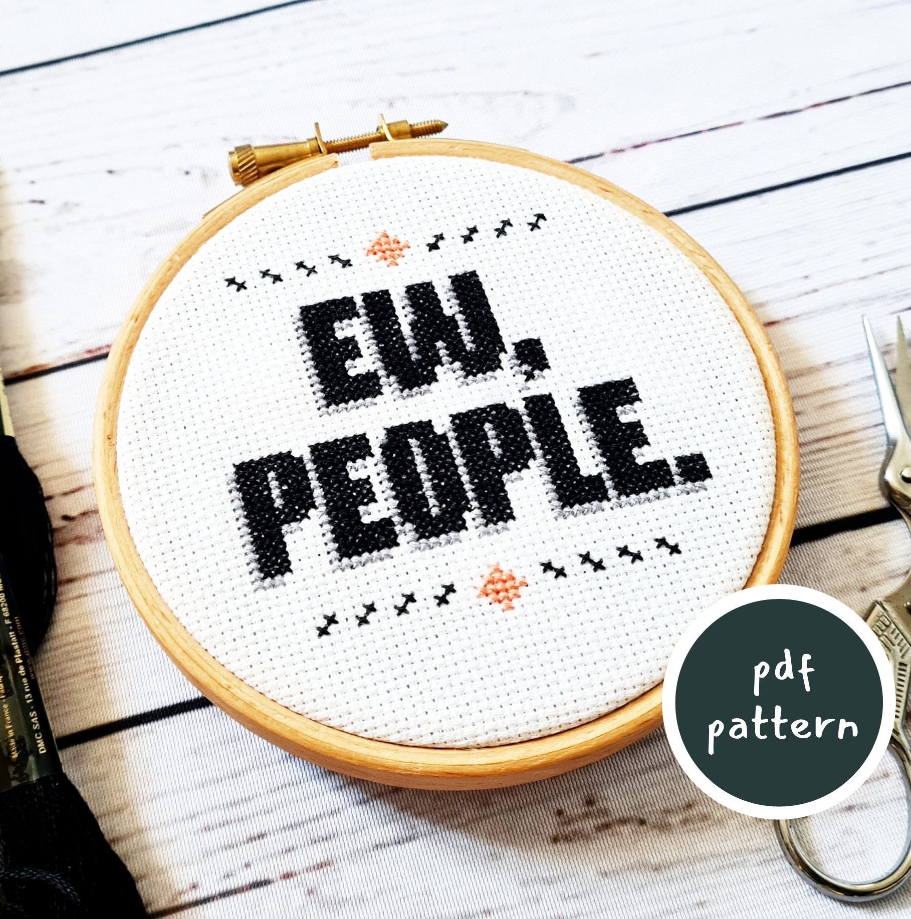 Introvert Cross Stitch Pattern - Modern Minimalist DIY Embroidery for ...