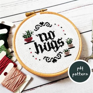 No Hugs Cactus Cross Stitch Pattern: Introvert Embroidery Design (PDF Pattern)