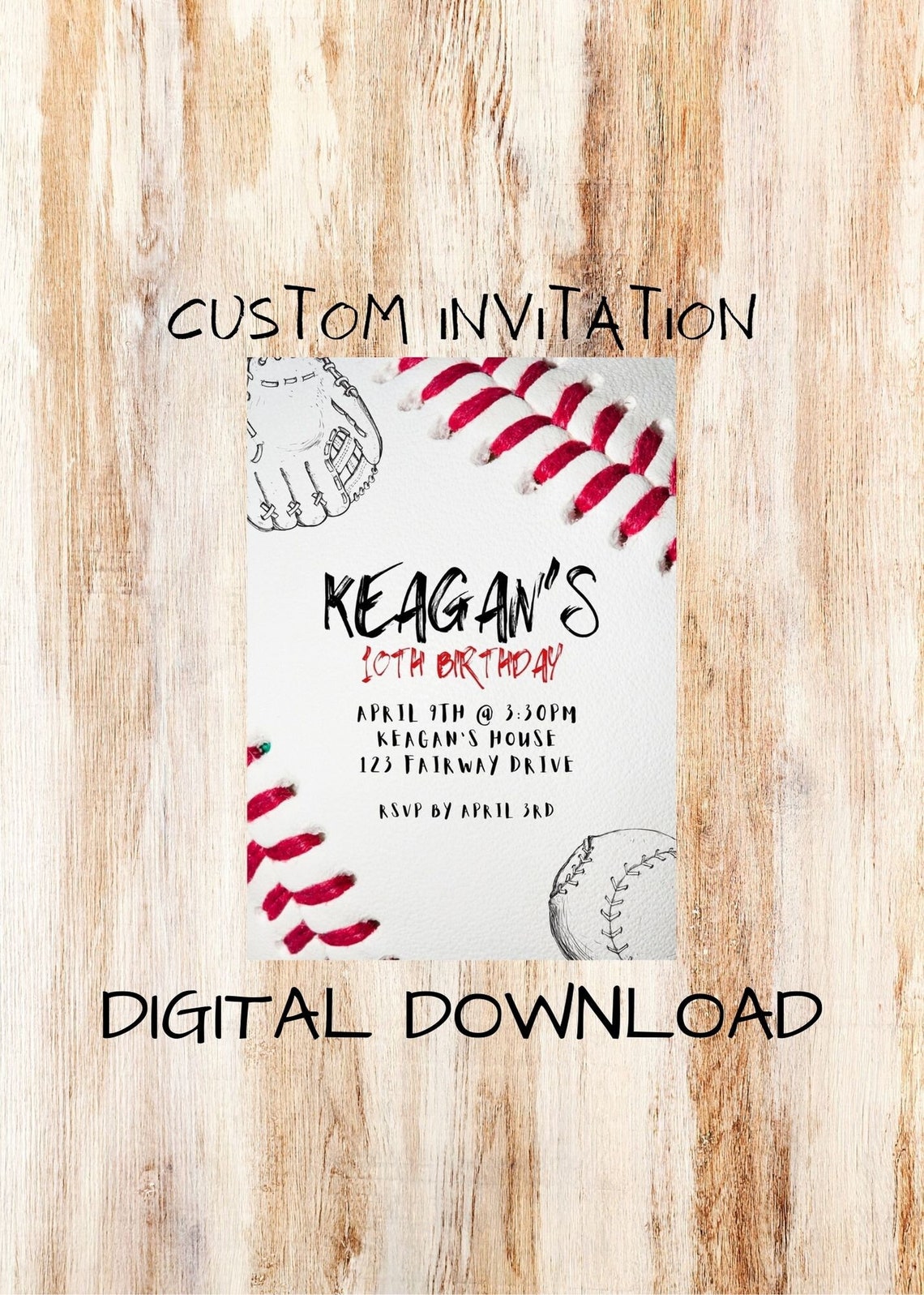 Baseball Birthday Invitation, Birthday Invitation, Digital Birthday ...