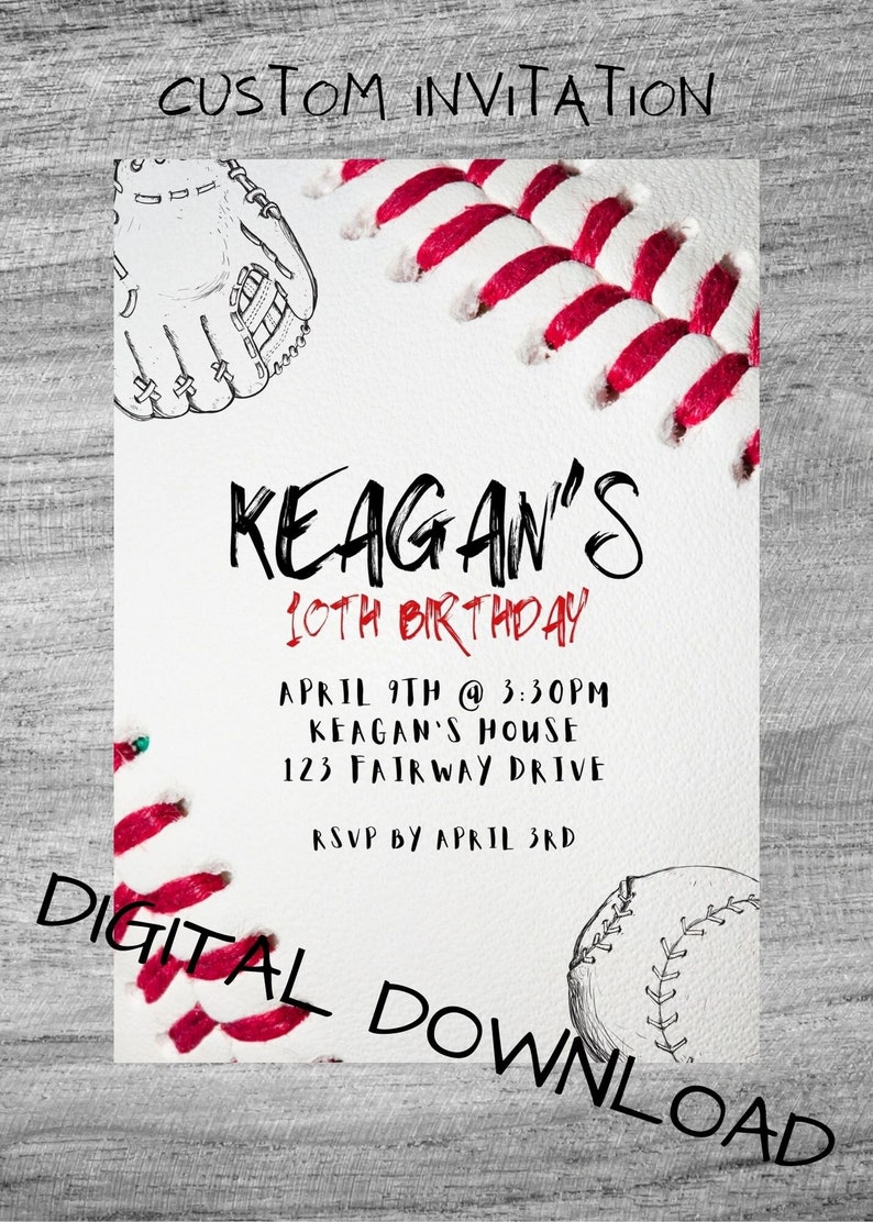 Baseball Birthday Invitation, Birthday Invitation, Digital Birthday ...