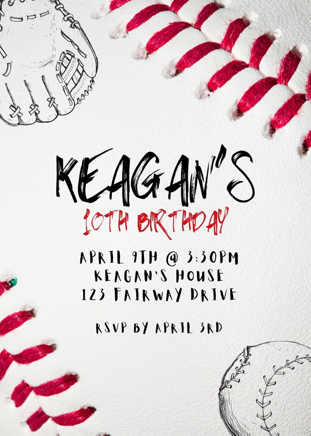 Baseball Birthday Invitation, Birthday Invitation, Digital Birthday ...