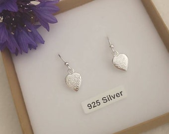 Handmade sterling silver heart earrings #drop #dangle #northernireland #heart earrings #minimalist #recycled