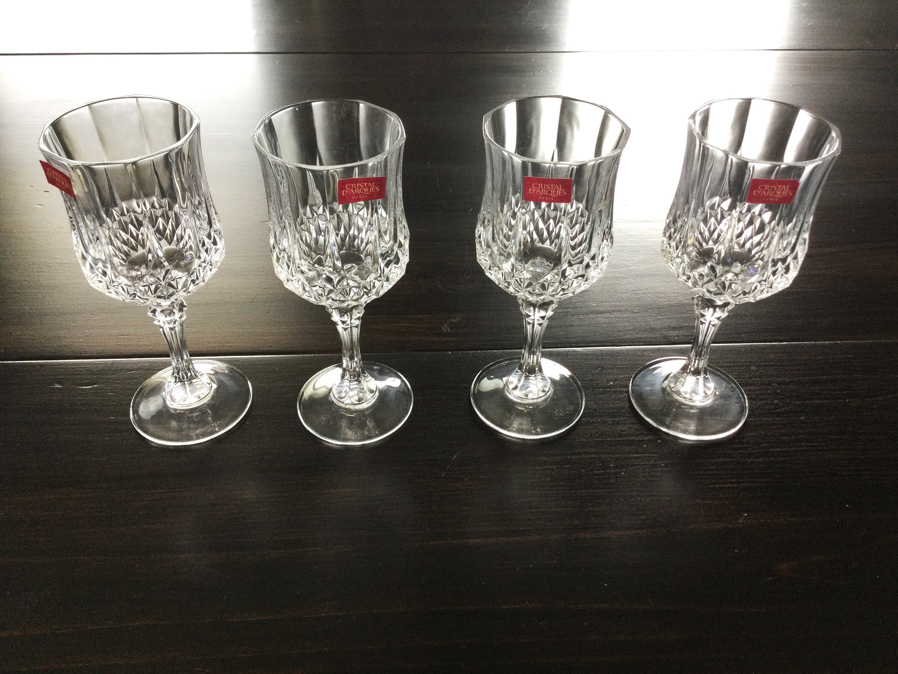 Set of 4 Cristal D'arques Clear Crystal 6.5" Glasses; Stemmed Diamond Cut;  Durand Longchamp Made in France, Vintage 1978, 2 Sets Available - Etsy