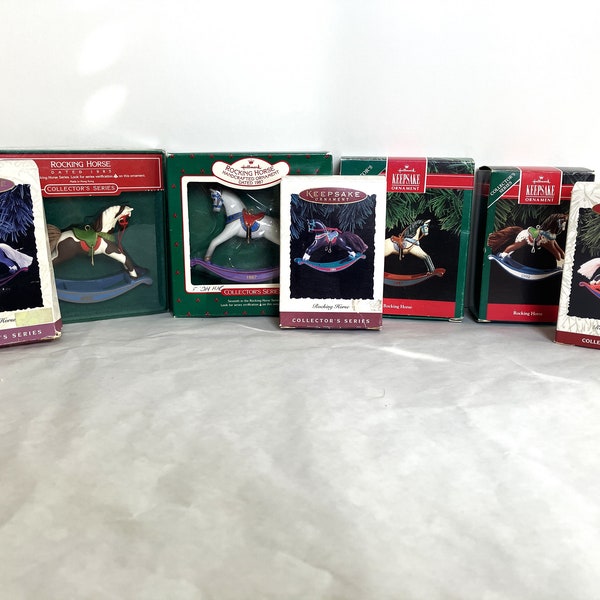 Hallmark Rocking Horse Collectible Annual Christmas Ornaments, 1993 & 1996 Still Available, Collector's Series, 2 Remain, Sold Individually