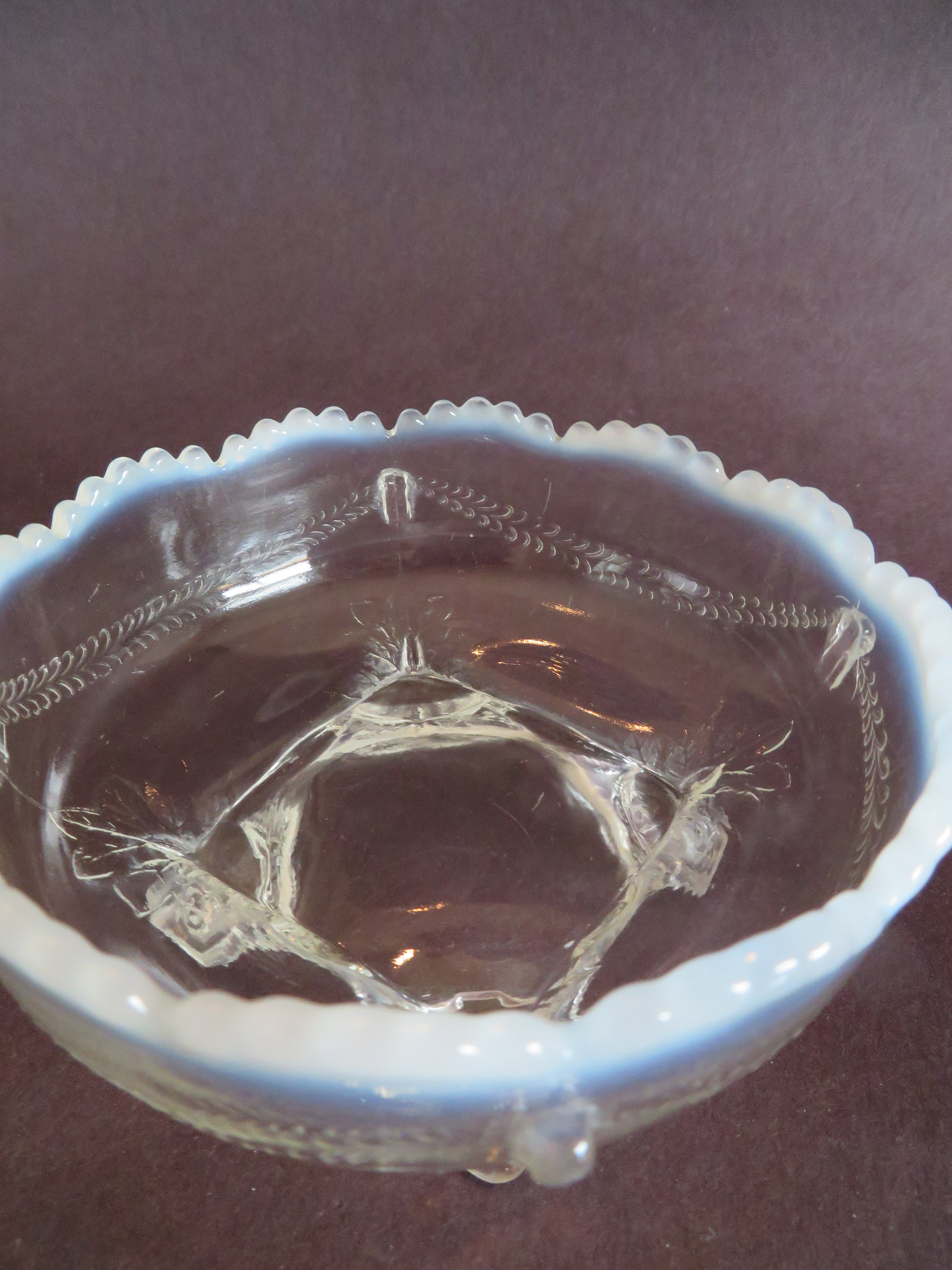 Set of Four Footed Clear Opalescent Glass Berry Bowls Dishes Etsy