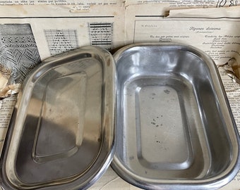 Vintage Soviet stainless steel box for food storage.