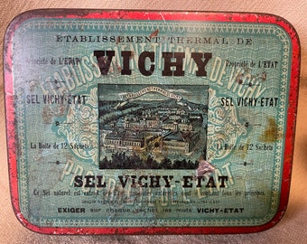 Vintage box "Sel Vichy-Etat". French old box.