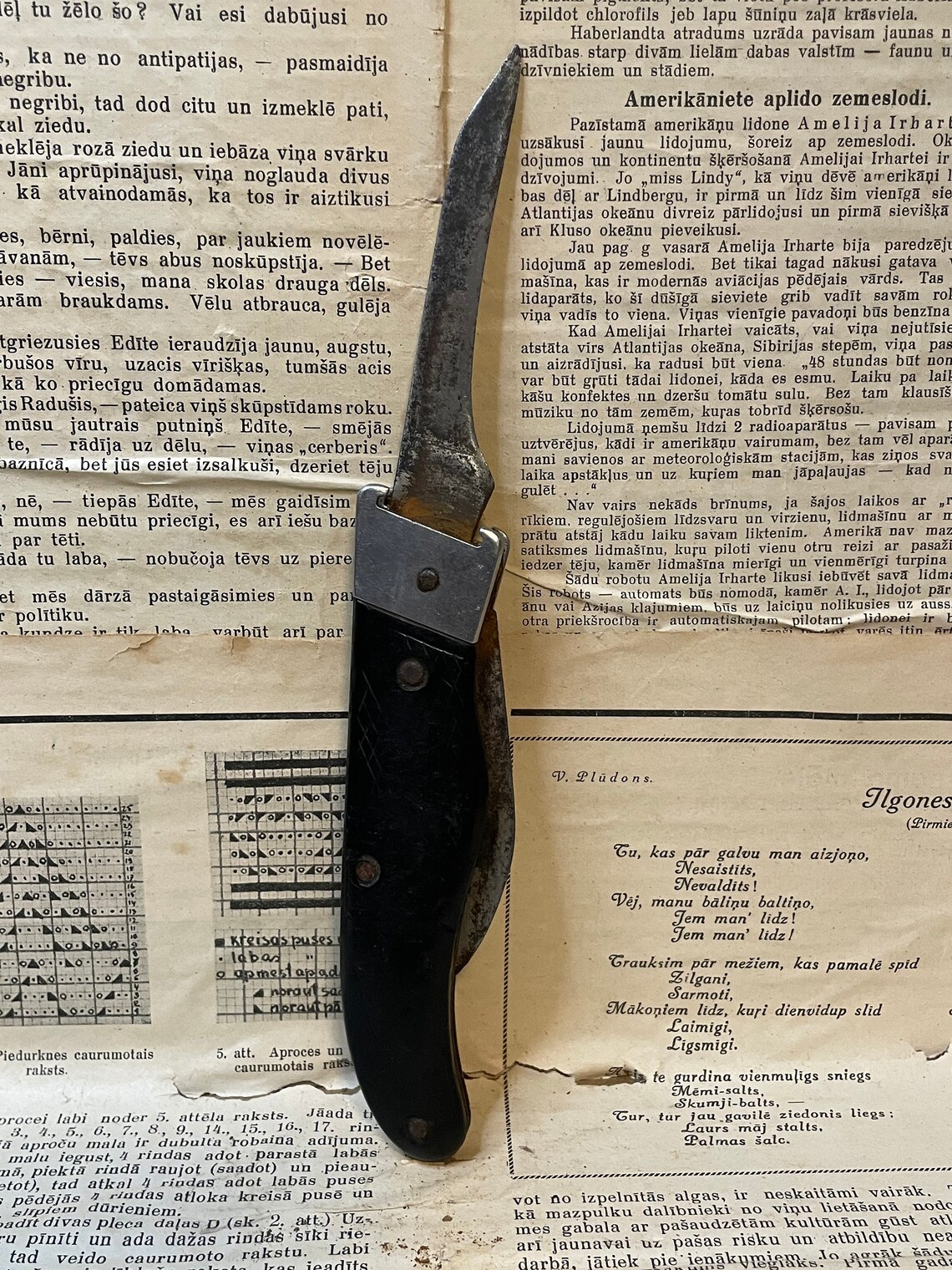 Old Rusty Hunter Folding Knife With Sharpened Blade - Etsy