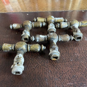 Vintage brass window handles set of 5. Retro window handles.