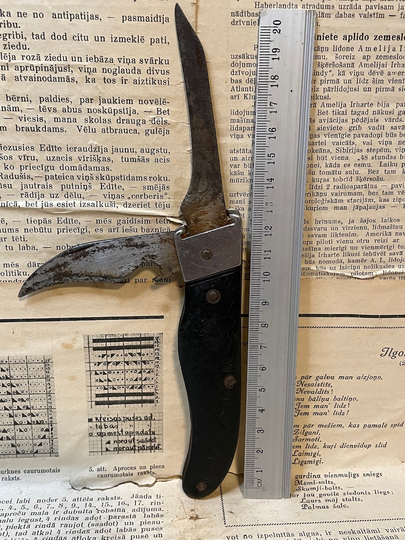 Old Rusty Hunter Folding Knife With Sharpened Blade - Etsy