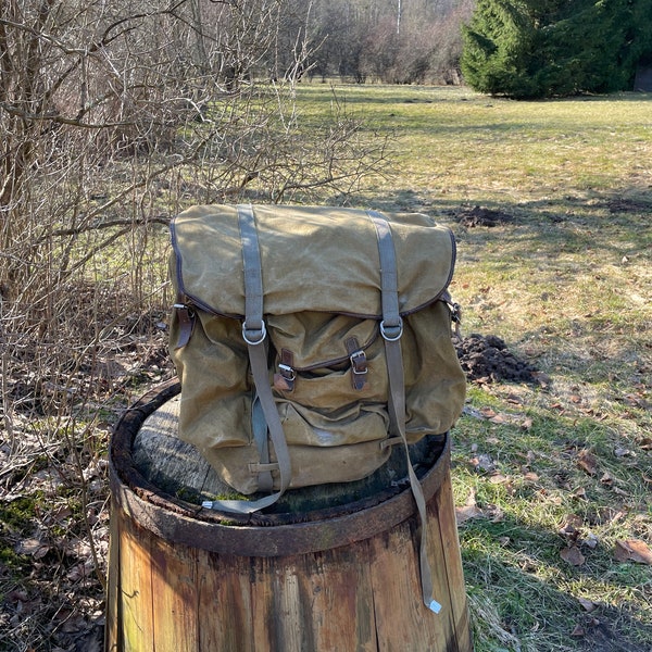 Vintage large Soviet backpack for fishermen, hunters or tourists