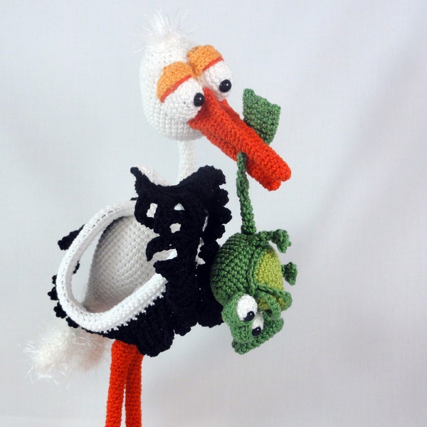 Amigurumi Pattern - Stuart the Stork & Snoggy Froggy - English Version