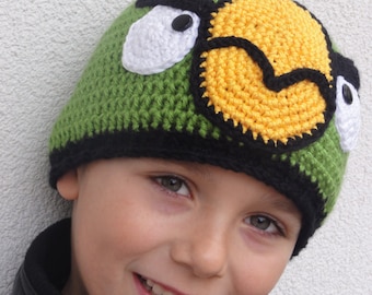 Hat Crochet Pattern - Green Birdy Beanie Hat - English Version