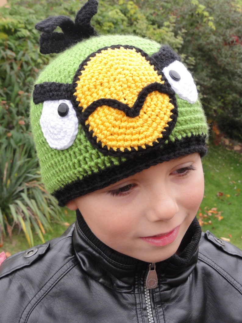 Hat Crochet Pattern Green Birdy Beanie Hat English Version image 5