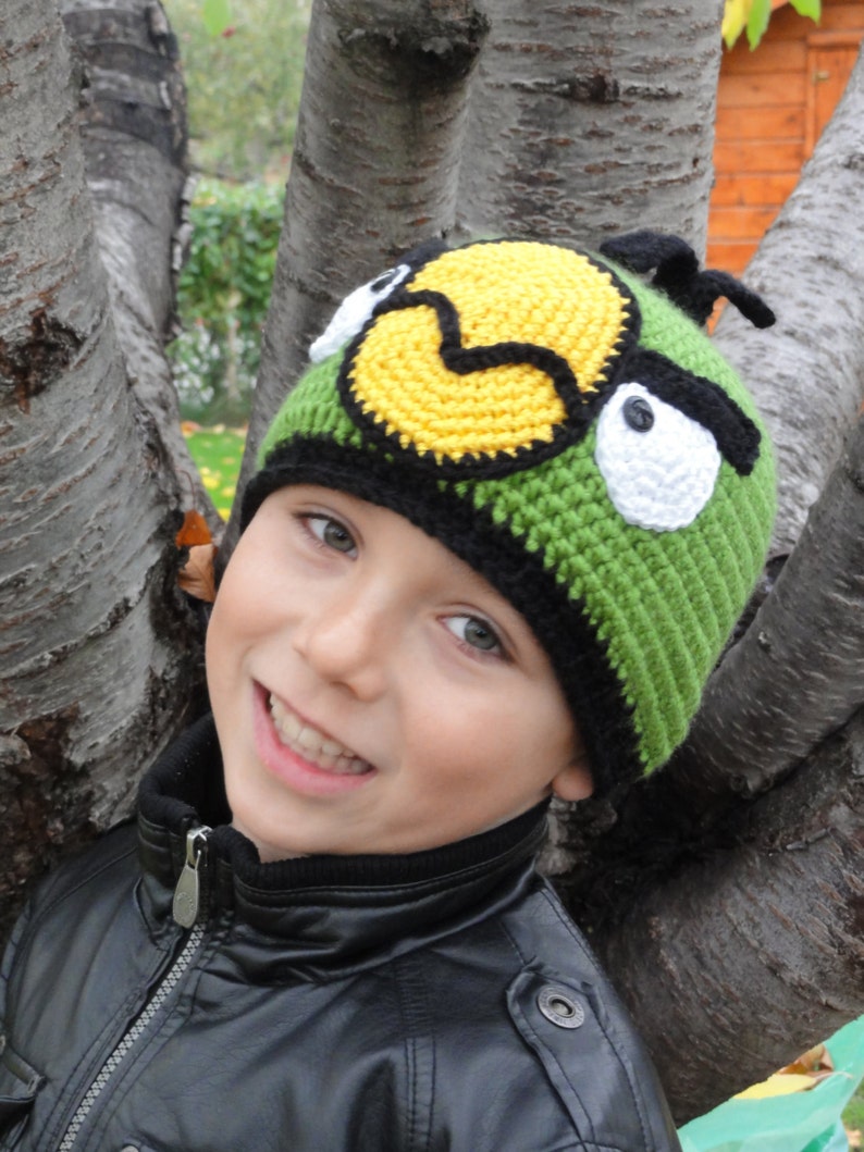 Hat Crochet Pattern Green Birdy Beanie Hat English Version image 4