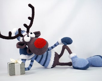 Amigurumi Häkel Muster - Rudolf das Rentier XL - Deutsche Anleitung