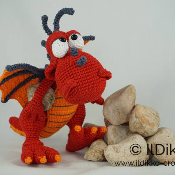 Amigurumi Häkel Muster - Drew der Drache - Deutsche Anleitung