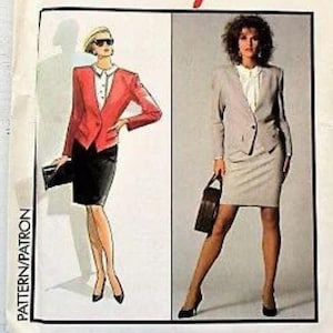 Style UNCUT 1296 - Misses&#39;/Women&#39;s Lined Jacket, Blouse & Skirt by Alfred Sung - Two Piece Designer Suit - Size 6 - Sewing Pattern