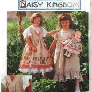 Eenvoud ONBESNEDEN 7029 schort, jurk en kleding voor kinderen/meisjes voor pop 17&quot; - Daisy Kingdom - maat 3 4 5 6 - vintage 1996 naaipatroon