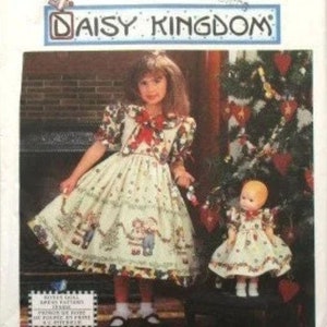 Eenvoud ONBESNEDEN 7282 kinder-/meisjesjurk en poppenjurk voor 17-inch pop - Daisy Kingdom - maat 5 6 7 8 - vintage 1996 naaipatroon