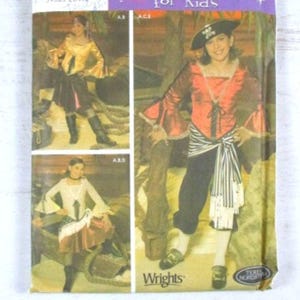 Simplicity UNCUT 4912 - Children&#39;s/Girls Pirate Costume Pattern - Halloween, Theatrical, Cosplay - Size 7 8 10 12 14 - Vintage 2004