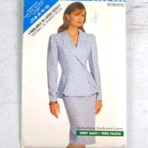 See & Sew UNCUT 6058/688 - Misses&#39;/Women&#39;s Top/Jacket and Skirt - Size 8 10 12 - Two 2 Piece Outfit - Very Easy Vintage 1988 Sewing Pattern
