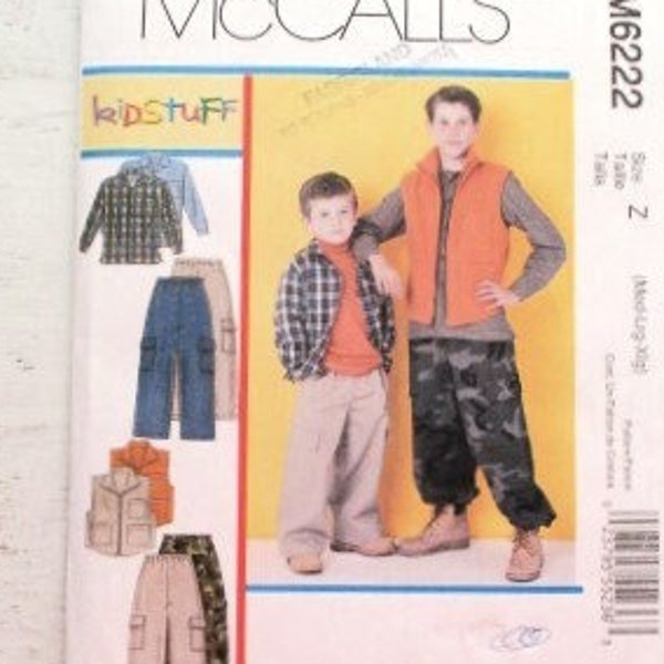 McCall's Kidstuff UNCUT 6222 - Boys'/Children's Long Sleeved Shirt, Vest & Pull-On Pants - Size 7 8 10 12 14 16 - 2010 Sewing Pattern