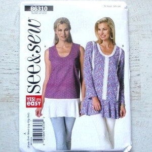 See & Sew UNCUT 6310 Misses'/Women's Tops w/Sleeve Variations - Size 4 6 8 10 12 14 16 18 20 22 24 26 - Plus Size - Easy 2016 Sewing Pattern