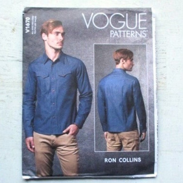 Vogue UNCUT 1670 - Men's Semi-Fitted Shirt - Size 34 36 38 40 42 44 46 48 Chest - Western Style - Ron Collins - 2019 Sewing Pattern