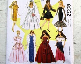 McCall's UNCUT 8552 Fashion Doll Clothes for 11.5" Dolls - Barbie Clothes Pattern - Barbie Outfits Wardrobe - Vintage 1996 Sewing Pattern