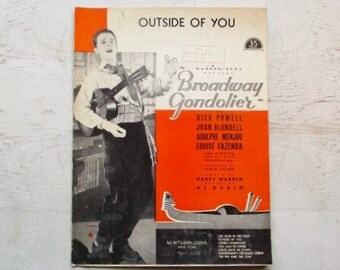 1935 Sheet Music - "Outside Of You - Lyrics by Al Dubin, Music by Harry Warren - For Voice, Piano & Guitar - Vintage 1930s Song