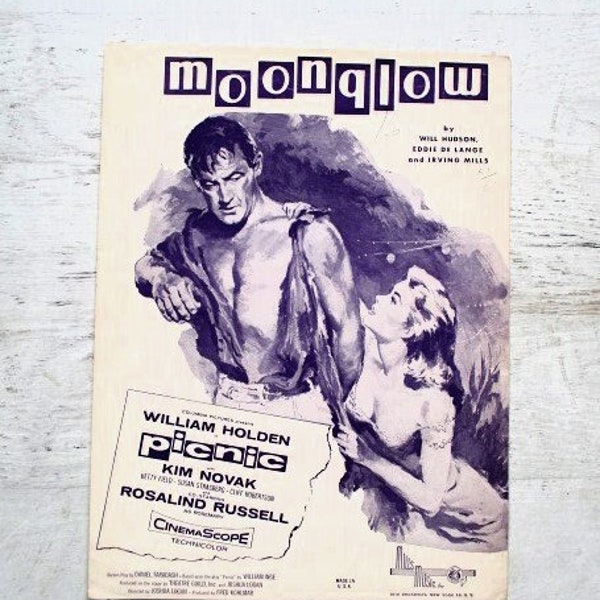 1955 Sheet Music "Moonglow" by Will Hudson, Eddie De Lange and Irving Mills - For Voice & Piano - Vintage 1950s Sheet Music