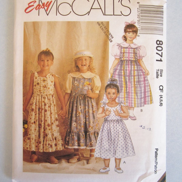 McCall's 8071 Children's and Girls' Jumper or Sundress and Blouse UNCUT Pattern Size 4-6