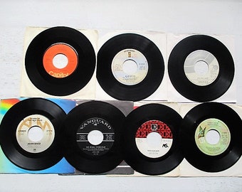 7 Female Pop Singers 45RPM Records - Linda Ronstadt, Carole King, Carly Simon, Joan Baez, Judy Collins - 1960s/70s Vintage Vinyl Records