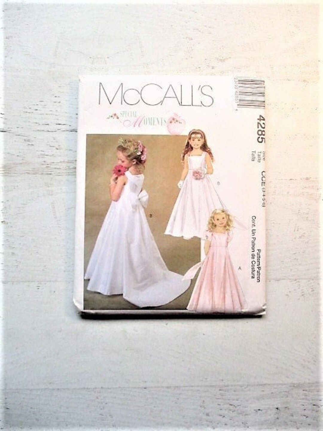 Mccall's UNCUT 4285 Girls' Lined Dresses W/detachable Train Flower Girl ...