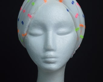 Neon Dot Plush Turban Headband