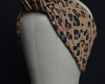 Brown and Black Leopard Print Top Knot Headband