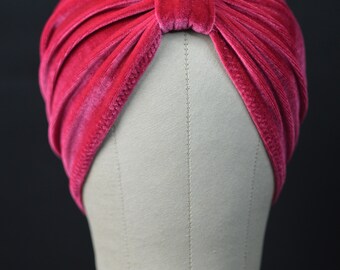 Winterberry Velvet Turban Hat or Turban/Knotted Headband
