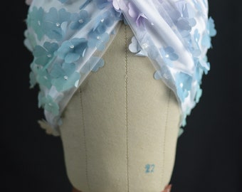 Pastel Floral Appliqué Twist Turban