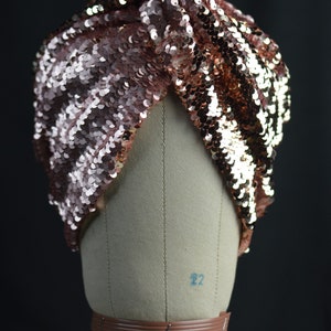 Rose Gold/Gold Sequin Twist Turban