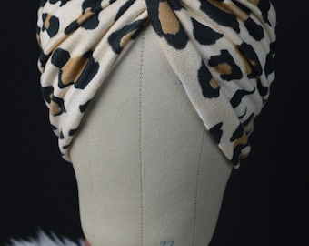 Light Leopard Print Twist Turban