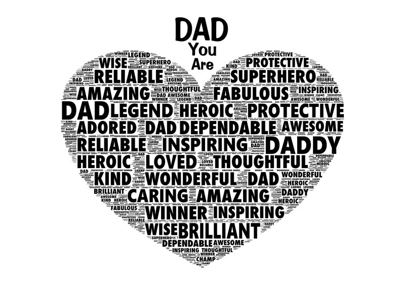 Dad/Daddy Heart Word Art Digital Download. Printable Custom | Etsy